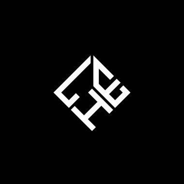Siyah arka planda LHE harf logosu tasarımı. Yaratıcı harflerin baş harfleri logo konsepti. LHE harf tasarımı.