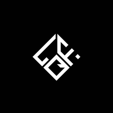 LQF harfi logo tasarımı siyah arkaplan üzerine. LQF yaratıcı harflerin baş harfleri logo kavramı. LQF harf tasarımı.