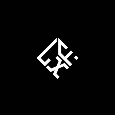 Siyah arkaplanda LXF harf logosu tasarımı. LXF yaratıcı harf logosu konsepti. LXF harf tasarımı.