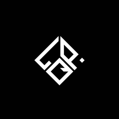 LQP harfi logo tasarımı siyah arkaplan üzerine. LQP yaratıcı harflerin baş harfleri logo kavramı. LQP harf tasarımı.