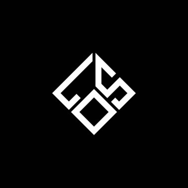 LOS harfi logo tasarımı siyah arka planda. L.S yaratıcı harflerin baş harfleri logo konsepti. LOS harf tasarımı.