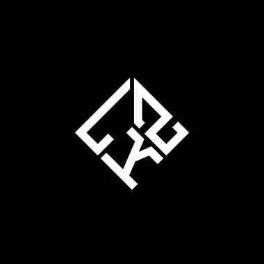 Siyah arkaplanda LKZ harf logosu tasarımı. LKZ yaratıcı harflerin baş harfleri logo kavramı. LKZ harf tasarımı.