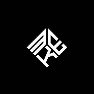 Siyah arkaplanda MKE harf logosu tasarımı. MKE yaratıcı harflerin baş harfleri logo kavramı. MKE harf tasarımı.