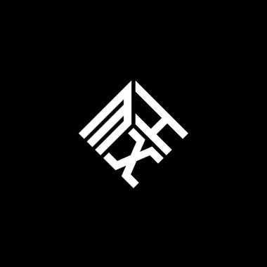 Siyah arkaplanda MXH harf logosu tasarımı. MXH yaratıcı harflerin baş harfleri logo kavramı. MXH harf tasarımı.