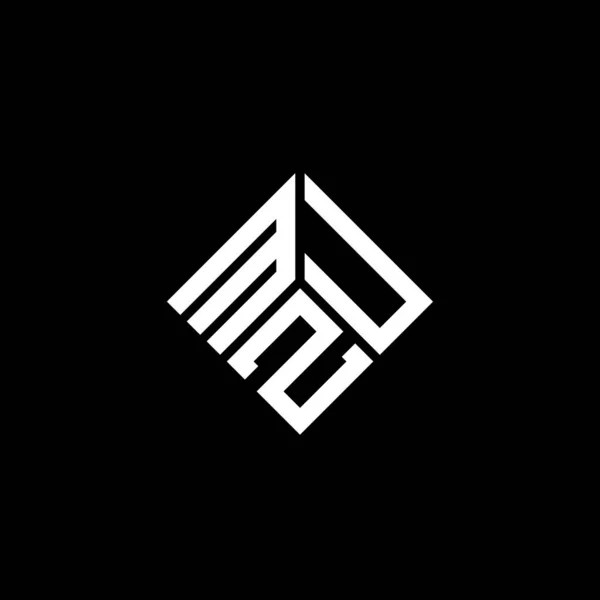 Mzu Design Logotipo Carta Fundo Preto Mzu Iniciais Criativas Conceito — Vetor de Stock