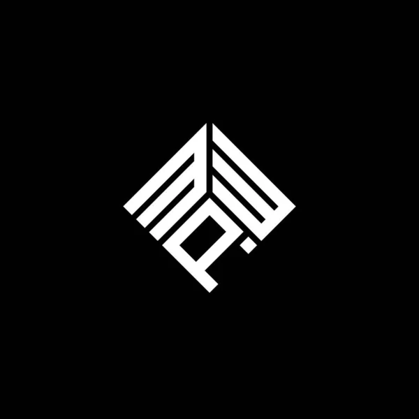 Diseño Del Logotipo Letra Mpw Sobre Fondo Negro Mpw Iniciales — Vector de stock
