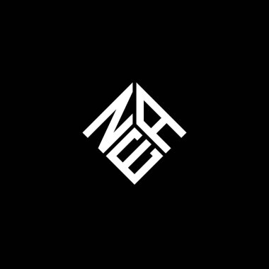 Siyah arka planda NEA harf logosu tasarımı. NEA yaratıcı harfler logosu konsepti. NEA harf tasarımı.