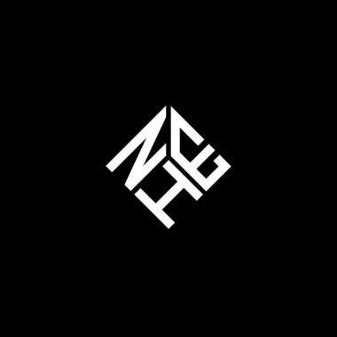 Siyah arka planda NHE harf logosu tasarımı. NHE yaratıcı harf logosu konsepti. NHE harf tasarımı.