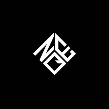 Siyah arka planda NQE harf logosu tasarımı. NQE yaratıcı harflerin baş harfleri logo kavramı. NQE harf tasarımı.