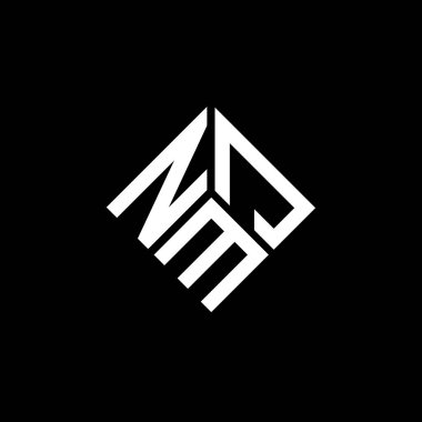Siyah arka planda NMJ harf logosu tasarımı. NMJ yaratıcı harflerin baş harfleri logo kavramı. NMJ harf tasarımı.