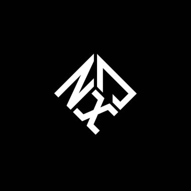 Siyah arka planda NXJ harf logosu tasarımı. NXJ yaratıcı harflerin baş harfleri logo kavramı. NXJ harf tasarımı.