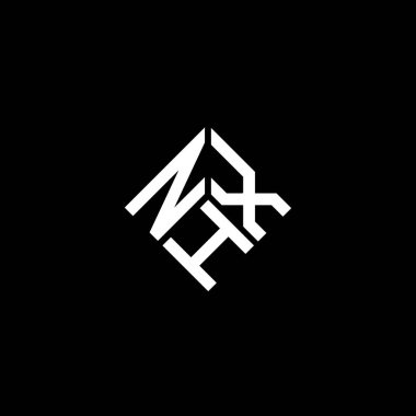 Siyah arkaplanda NHX harf logosu tasarımı. NHX yaratıcı harflerin baş harfleri logo kavramı. NHX harf tasarımı.