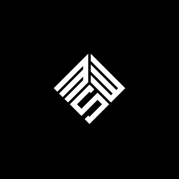 Diseño Del Logotipo Letra Msw Sobre Fondo Negro Msw Iniciales — Archivo Imágenes Vectoriales