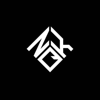 Siyah arkaplan üzerine NQK harf logosu tasarımı. NQK yaratıcı harflerin baş harfleri logo kavramı. NQK harf tasarımı.