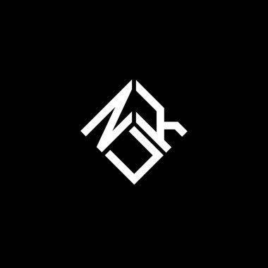 Siyah arka planda NUK harf logosu tasarımı. NUK yaratıcı harfler logosu konsepti. NUK harf tasarımı.