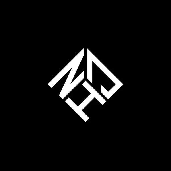 Nhj Design Logotipo Carta Fundo Preto Nhj Iniciais Criativas Conceito — Vetor de Stock