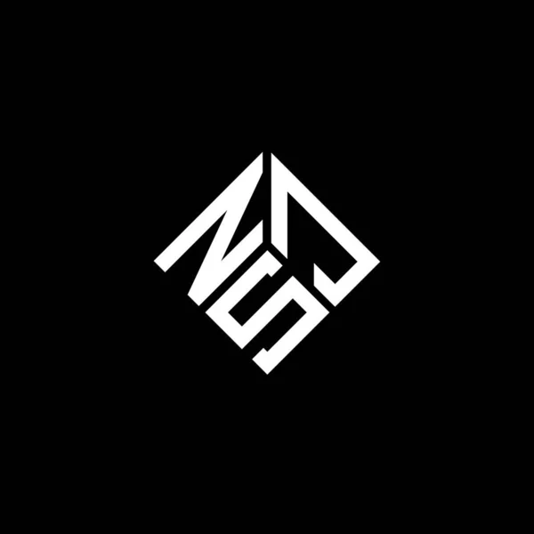 Nsj Lettre Logo Design Sur Fond Noir Nsj Initiales Créatives — Image vectorielle