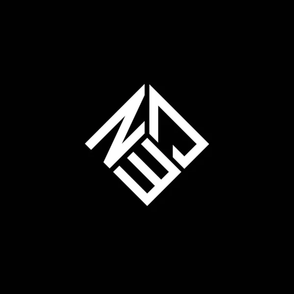 Nwj Design Logotipo Carta Fundo Preto Nwj Iniciais Criativas Conceito — Vetor de Stock