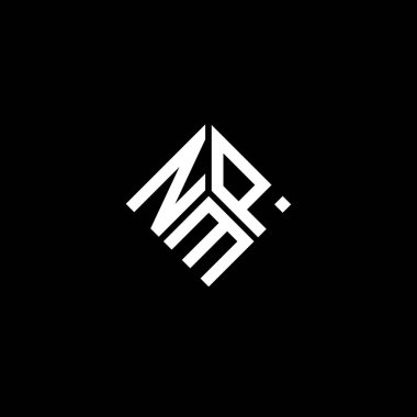Siyah arka planda NMP harf logosu tasarımı. NMP yaratıcı harflerin baş harfleri logo kavramı. NMP harf tasarımı.