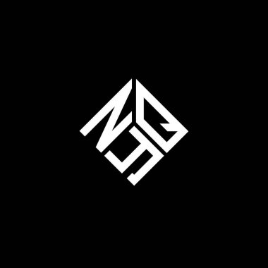 Siyah arka planda NYQ harf logosu tasarımı. NYQ yaratıcı harf logosu konsepti. NYQ harf tasarımı.