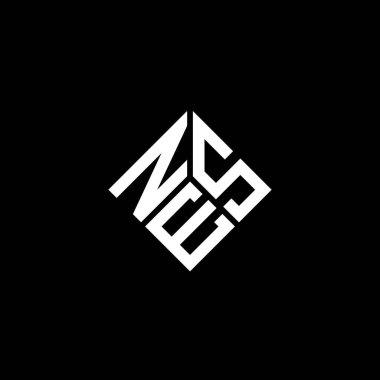 Siyah arkaplanda NES harf logosu tasarımı. NES yaratıcı harfler logosu konsepti. NES harf tasarımı.