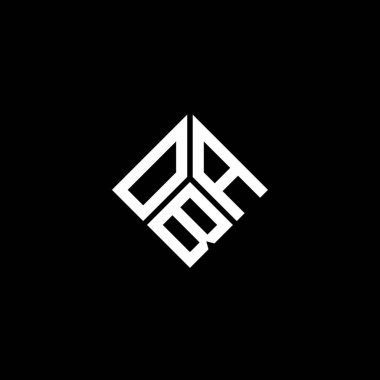 Siyah arka planda OBA harf logosu tasarımı. OBA yaratıcı harfler logosu konsepti. OBA harf tasarımı.