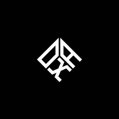 Siyah arka planda OXA harf logosu tasarımı. OXA yaratıcı harflerin baş harfleri logo kavramı. OXA harf tasarımı.