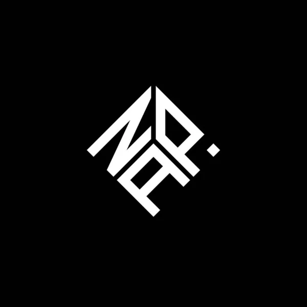 Diseño Del Logotipo Carta Nap Sobre Fondo Negro Nap Iniciales — Vector de stock