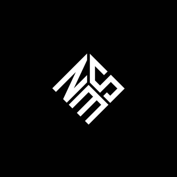 Diseño Del Logotipo Letra Nms Sobre Fondo Negro Nms Iniciales — Vector de stock