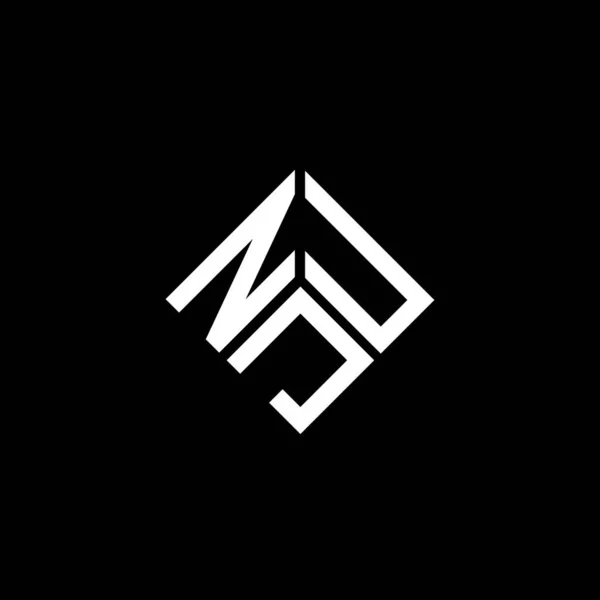 Diseño Del Logotipo Letra Nju Sobre Fondo Negro Nju Iniciales — Vector de stock