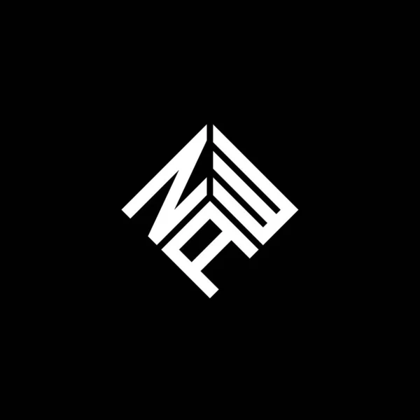 Diseño Del Logotipo Letra Naw Sobre Fondo Negro Naw Iniciales — Vector de stock