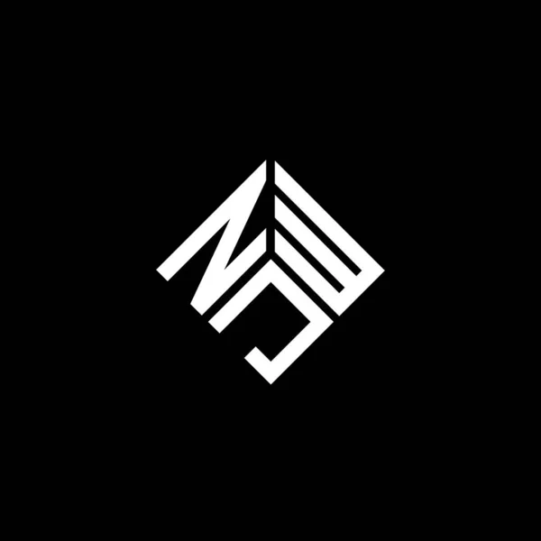 Diseño Del Logotipo Letra Njw Sobre Fondo Negro Njw Iniciales — Vector de stock