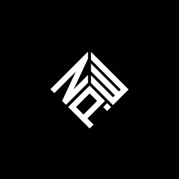 Siyah Arka Planda Npw Harf Logosu Tasarımı Npw Yaratıcı Harflerin — Stok Vektör