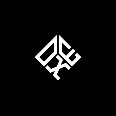 Siyah arka planda OXE harf logosu tasarımı. OXE yaratıcı harflerin baş harfleri logo kavramı. OXE harf tasarımı.
