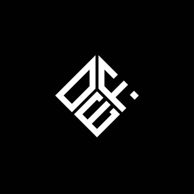 Siyah arka planda OEF harf logosu tasarımı. OEF yaratıcı harflerin baş harfleri logo kavramı. OEF harf tasarımı.