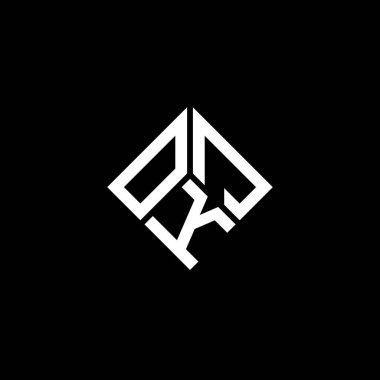 Siyah arka planda OKJ harf logosu tasarımı. OKJ yaratıcı harflerin baş harfleri logo kavramı. OKJ harf tasarımı.