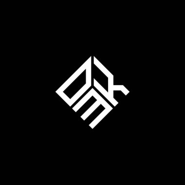 Siyah arka planda OMK harf logosu tasarımı. OMK yaratıcı harflerin baş harfleri logo kavramı. OMK harf tasarımı.