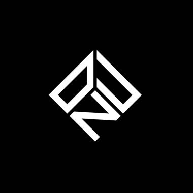 Siyah arka planda ONU harf logosu tasarımı. ONU yaratıcı harf logosu konsepti. ONU harf tasarımı.