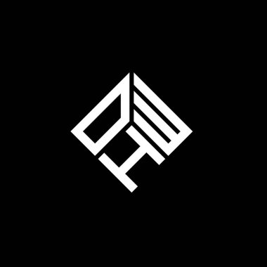 Siyah arka planda OHW harf logosu tasarımı. OHW yaratıcı harflerin baş harfleri logo kavramı. OHW harf tasarımı.