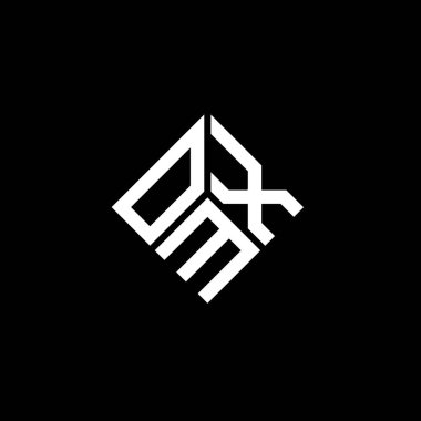 Siyah arka planda OMX harf logosu tasarımı. OMX yaratıcı harflerin baş harfleri logo kavramı. OMX harf tasarımı.