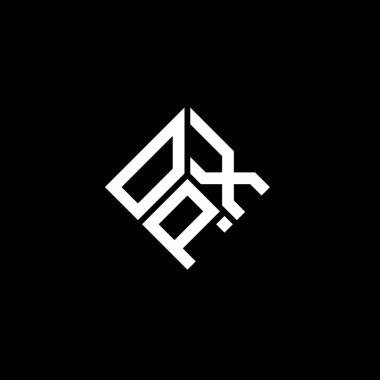 Siyah arkaplanda OPX harf logosu tasarımı. OPX yaratıcı harflerin baş harfleri logo kavramı. OPX harf tasarımı.