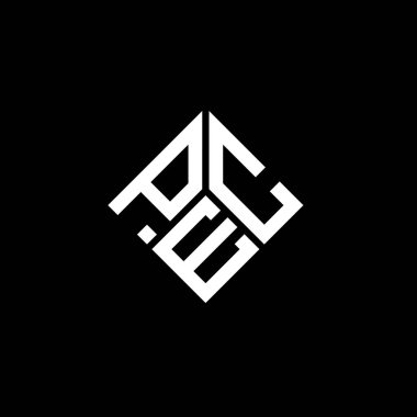 Siyah arka planda PEC harf logosu tasarımı. PEC yaratıcı harf logosu konsepti. PEC harf tasarımı.