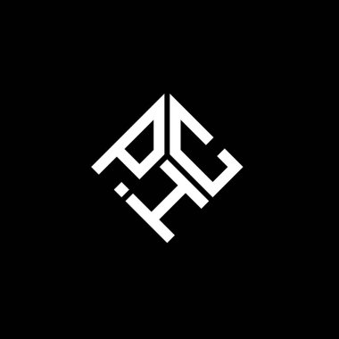 Siyah arkaplan üzerinde PHC harf logosu tasarımı. PHC yaratıcı harflerin baş harfleri logo kavramı. PHC harf tasarımı.