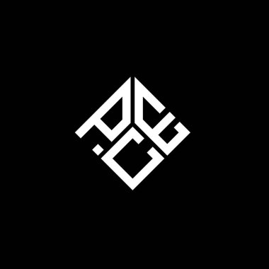 Siyah arka planda PCE harf logosu tasarımı. PCE yaratıcı harflerin baş harfleri logo kavramı. PCE harf tasarımı.