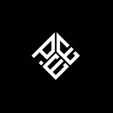 Siyah arka planda PEE harf logosu tasarımı. PEE yaratıcı harf logosu konsepti. Çiş harfi tasarımı.
