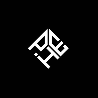 Siyah arka planda PHE harf logosu tasarımı. PHE yaratıcı harflerin baş harfleri logo kavramı. PHE harf tasarımı.