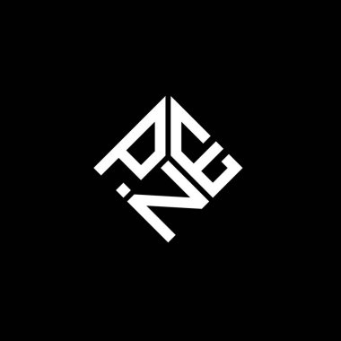 Siyah arka planda PNE harf logosu tasarımı. PNE yaratıcı harflerin baş harfleri logo kavramı. PNE harf tasarımı.