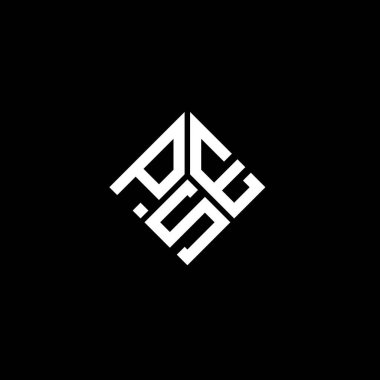 Siyah arka planda PSE harfi logo tasarımı. PSE yaratıcı harflerin baş harfleri logo kavramı. PSE harf tasarımı.