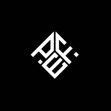 Siyah arka planda PEF harf logosu tasarımı. PEF yaratıcı harflerin baş harfleri logo kavramı. PEF harf tasarımı.