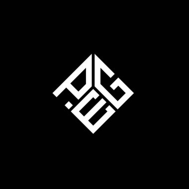 Siyah arka planda PEG harfi logo tasarımı. PEG yaratıcı harflerin baş harfleri logo kavramı. PEG harf tasarımı.